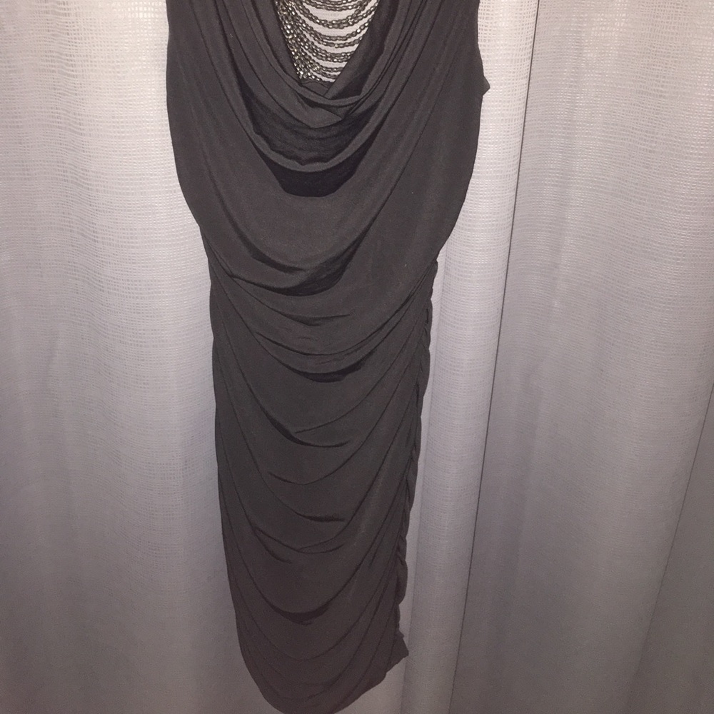 Little black dress with chain waterfalls